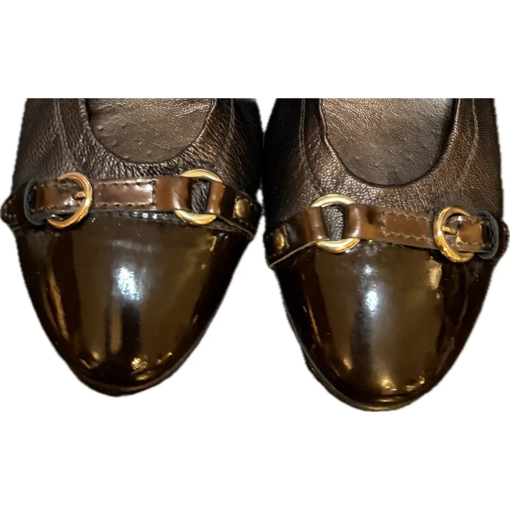 AGL Italy Leather‎ Pumps 40.5 Brown Cap Toe Buckle